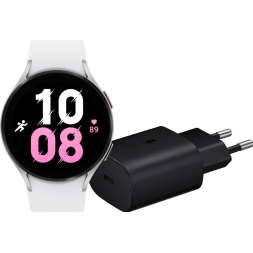Samsung Galaxy Watch5 4G Zilver 44mm + Oplader Zwart