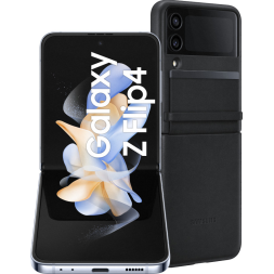 Samsung Galaxy Z Flip 4 128GB Blauw 5G + Back Cover Leer Zwart