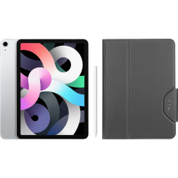 Apple iPad Air (2020) 10.9 inch 256GB Wifi en 4G Zilver + Book Case + Apple Pencil 2